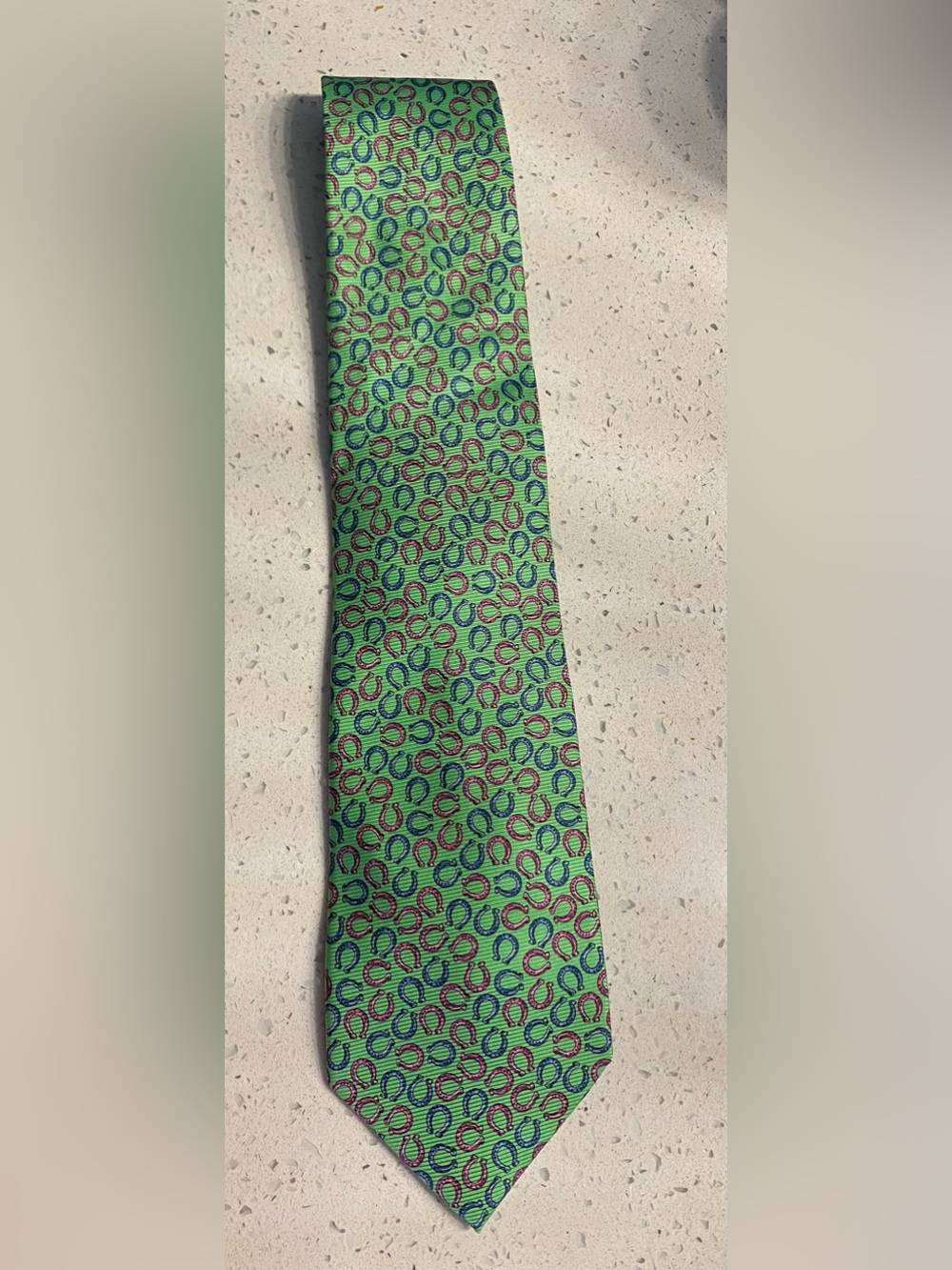 Southern Proper preppy “modern vintage” Horseshoe Tie silk Green